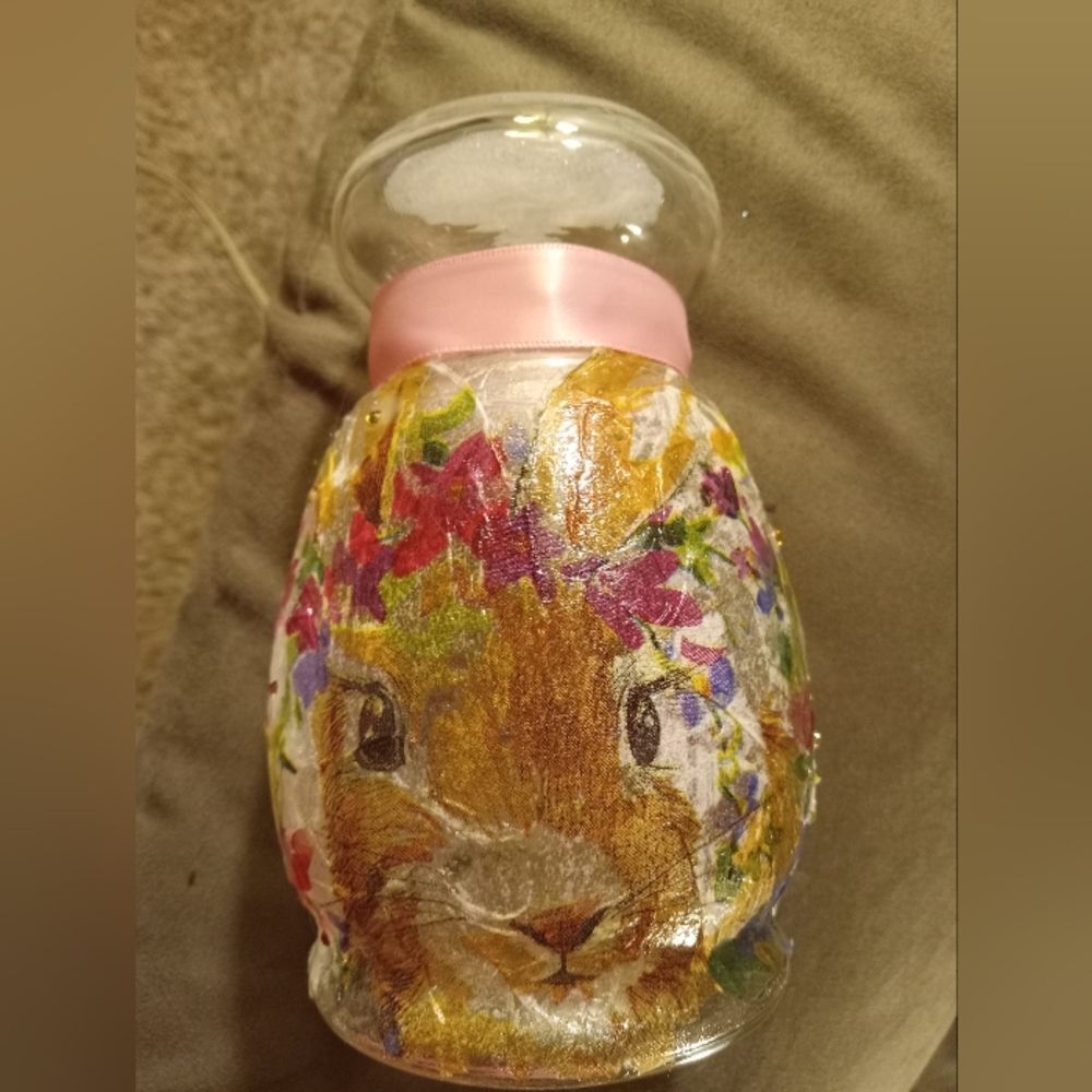 EASTER/SPRING Apothecary Decopauge Jar with air-tight lid